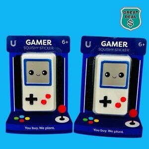 2 Gamer Squishy Gameboy Inspired Gaming Handheld Console Peel Off Sticker! NEW!